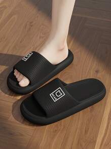 男士舒适EVA休闲拖鞋，简约日式设计，适合夏季居家室内浴室使用，防滑，加大码48-49 - 黑色 - 查看 4