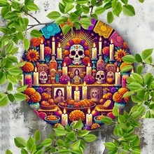 1 Biển kim loại tròn, Phong cách Mỹ, Bàn thờ Ngày của người chết, Quà tặng sáng tạo được cá nhân hóa, Trang trí phòng ngủ, Văn phòng đơn giản thời trang, Trang trí tường cà phê tại nhà, 8x8 inch, Sắt, Đa năng, Gắn cửa, Không cần điện Lên, Xuống, Trái và Phải Các vị trí lỗ khác nhau Giao hàng ngẫu nhiên - Nhiều màu - Xem 3