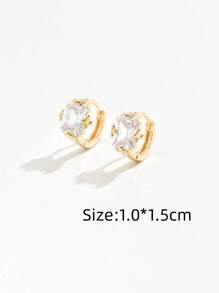 1 Caja de regalo con 2 piezas de Pendientes de aro clásicos elegantes con piedras de circonita cuadradas, para uso diario, regalo nupcial, regalo para el amor, regalo para mamá, caja de regalo, regalo de cumpleaños