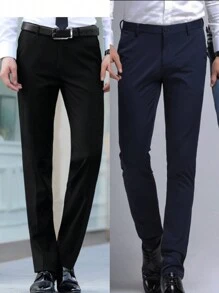 Men's Dress Pants - Navy Blue - View 2