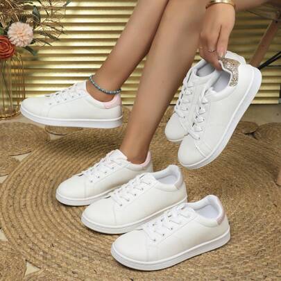 Women's New Comfortable Versatile Casual Sports Sneakers, White Flat Loafers