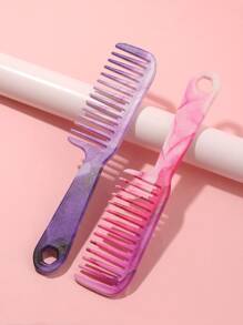 1 件黑色宽齿大梳子，适用于女士发型设计，宽齿梳适用于长发，卷发/直发顺发，沙龙家用发型设计刷，头发按摩器，返校，旅行度假必备品，女士发饰 - 彩色 - 查看 1