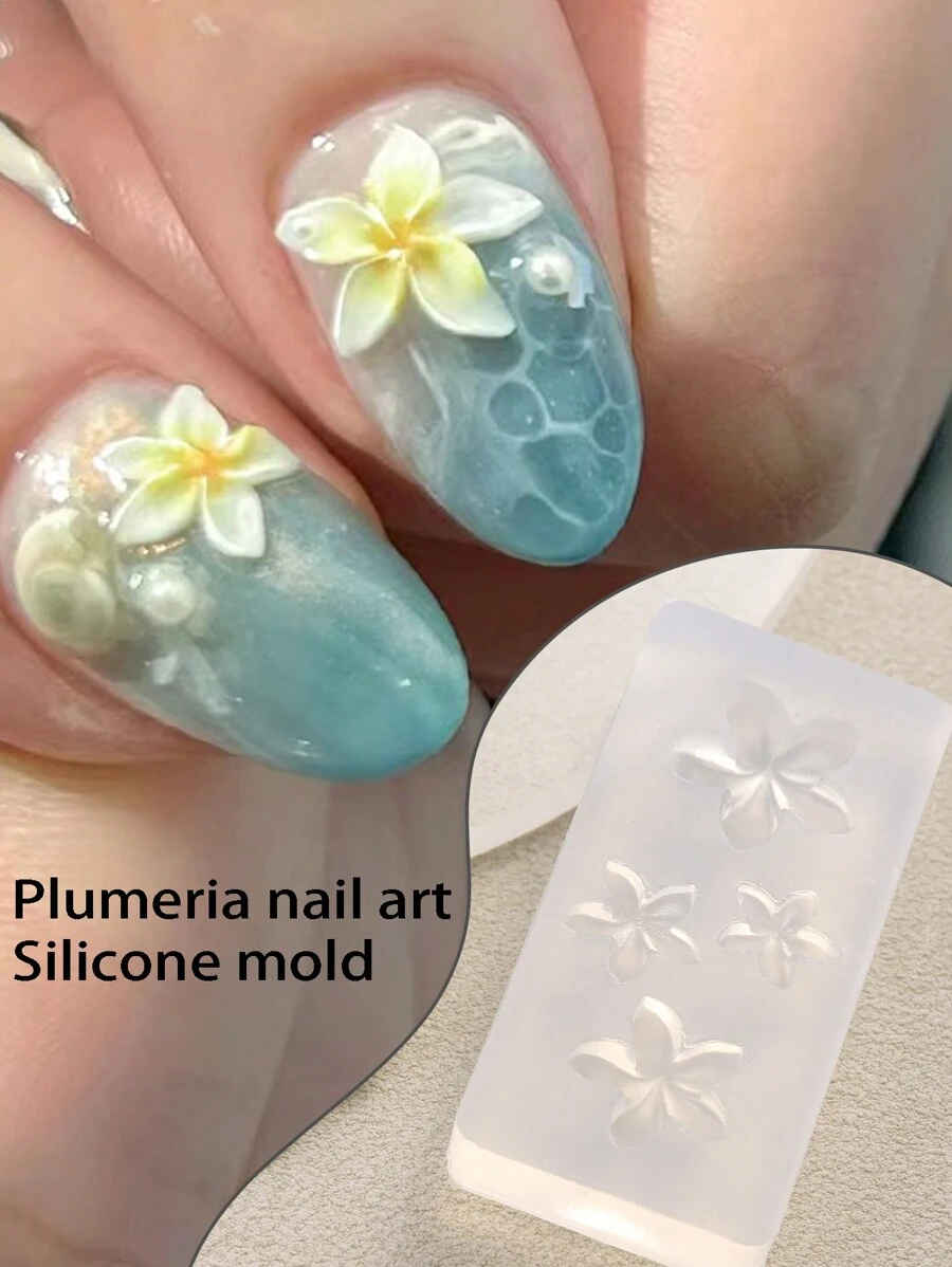 1 美甲雕刻模具鸡蛋花图案设计模板 DIY 脱模工具、美甲用品、美甲工具、美甲工具、返校、指甲、按压指甲的美甲工具 - 無色 - 查看 1