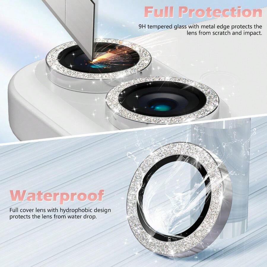 Camera Lens Protector Fo IPhone 16 15 14 13 12 11 , [Glitter Decoration