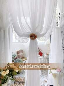 1pc French Romantic Rose Curtain Tieback Party Decorative Sheer Curtain Clip, Suitable For Living Room Bedroom Window Decoration, Wedding, Valentine'S Day, Home Decor Gifts Birthday Graduation - Burgundy - View 11