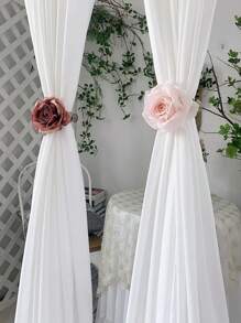 1pc French Romantic Rose Curtain Tieback Party Decorative Sheer Curtain Clip, Suitable For Living Room Bedroom Window Decoration, Wedding, Valentine'S Day, Home Decor Gifts Birthday Graduation - Burgundy - View 10