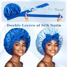 Awegeo Bonete de mujer de doble capa, de unicolor, doble cara, de seda suave, de moda para dormir