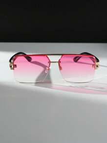 6pcs/1 Set Plastic Square Semi-Rimless Glasses, Retro Style Glasses For Women, Perfect For Photos Shoots Or Travel