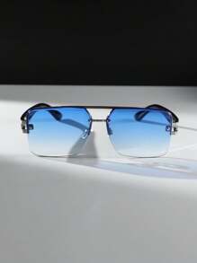 6pcs/1 Set Plastic Square Semi-Rimless Glasses, Retro Style Glasses For Women, Perfect For Photos Shoots Or Travel