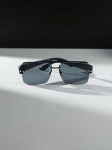 6pcs/1 Set Plastic Square Semi-Rimless Glasses, Retro Style Glasses For Women, Perfect For Photos Shoots Or Travel