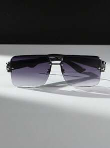 6pcs/1 Set Plastic Square Semi-Rimless Glasses, Retro Style Glasses For Women, Perfect For Photos Shoots Or Travel