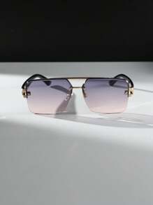 6pcs/1 Set Plastic Square Semi-Rimless Glasses, Retro Style Glasses For Women, Perfect For Photos Shoots Or Travel