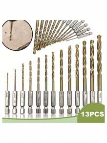 13 件装镀钛 HSS 钻头套装，六角柄 1.5-6.5 毫米 - 适用于电钻和螺丝刀、工具配件 - 彩色 - 查看 3