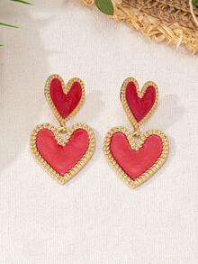 1 对 2024 情人节新款金属渐变色珐琅心形耳环，时尚创意高端个性百搭心形耳环，适合女士，适合派对、日常佩戴、情人节礼物 - 心形耳環 - 查看 3