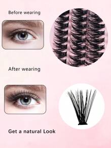 3pcs/Pack 60pcs/Pack C Curl 0.07mm Mixed Length Pre-Fanned Mink Eyelash Extensions, Soft Curl, Eye Enlarging, Portable For Home Or Outdoor Use, Suitable For Parties, Gatherings & Makeup Lash Clusters,Eye Lash Clusters,Individual Eyelashes,Lashes,Fake Lashes - Black - View 3