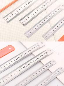 3件套多功能尺，学生文具绘图工具，学习用品，现代便携式学生尺，返校必备，双面不锈钢材质 - 彩色 - 查看 4