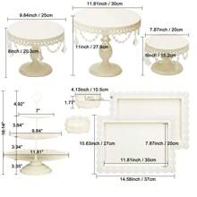 8pcs VILAVITA Dessert Table Display Set: Romantic Cream White Round Cake Stand & Cupcake Tower For Birthday Parties, Weddings & Baby Showers, Party, Christmas Decor & Thanksgiving Decor - kem trắng - Xem 8