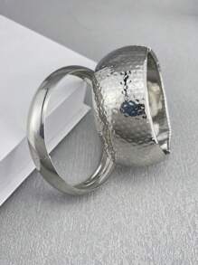 2pcs/3pcs Set Retro Simple Punk Asymmetric Chunky Bracelet, Women Timeless Beauty Cuff Bracelet Gift Set, Everyday Wear Jewelry Accessory - Chunky Bracelet 2-piece Set - View 11