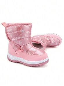 Giày bốt đi tuyết mùa đông cho trẻ em họa tiết nàng tiên cá hình ngôi sao hoạt hình ấm áp Giày bốt đi tuyết ngoài trời ấm áp họa tiết hoạt hình màu hồng cho trẻ em - Hồng - Xem 10