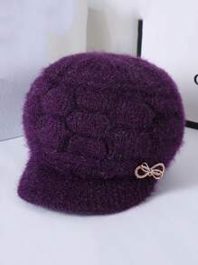 1 chiếc mũ len dệt kim polyester màu trơn hình thoi Bohemian tiệc tùng thường ngày dễ thương thanh lịch cổ điển đường phố, mùa thu/đông - mũ đèn lồng bướm - Xem 17