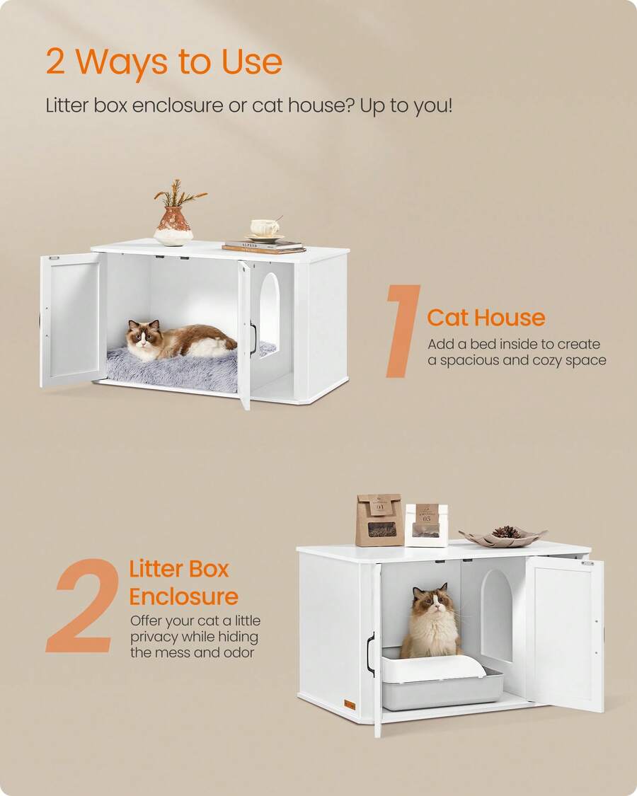 Feandrea Litter Box Enclosure, Modern Cat Litter Box Furniture Hidden