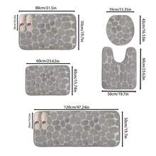 Bộ 5 thảm phòng tắm chống trượt chống nấm mốc, thảm tắm mềm mại dày hơn có kết cấu sỏi cho vòi hoa sen, bồn tắm, bồn cầu, bàn trang điểm, thấm nước - màu đen - Xem 2