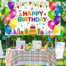 彩色彩虹生日快乐横幅适用于室内户外派对横幅、生日装饰、生日用品、派对装饰、派对用品 - 彩色 - 查看 4