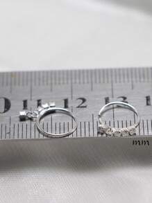 1pc 925 Sterling Silver Nose Ring, CZ Ear Cartilage Earring, Dangle Nose Piercing Jewelry - Silver - View 7