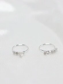 1pc 925 Sterling Silver Nose Ring, CZ Ear Cartilage Earring, Dangle Nose Piercing Jewelry - Silver - View 5