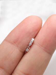 1pc 925 Sterling Silver Nose Ring, CZ Ear Cartilage Earring, Dangle Nose Piercing Jewelry - Silver - View 4