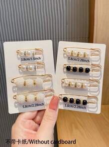 5pcs Faux Pearl Fashionable Brooch Pin Set, Suitable For Clothes And Pants