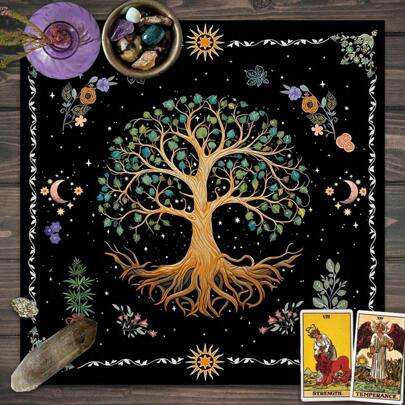 1 件祭坛塔罗牌桌布占卜生命之树塔罗牌桌布扑克牌垫塔罗牌桌布祭坛布生命之树占星术占卜
