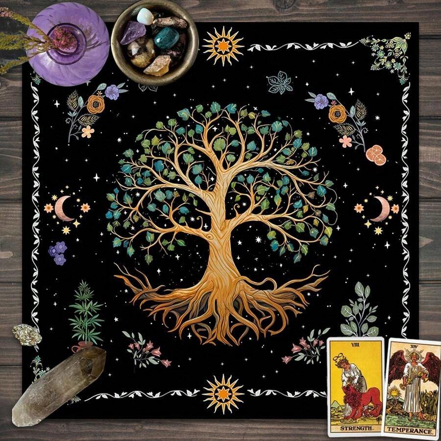 1 件祭坛塔罗牌桌布占卜生命之树塔罗牌桌布扑克牌垫塔罗牌桌布祭坛布生命之树占星术占卜
