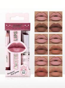 Ushas, 1Set, Long-Lasting Matte Nude Lipsticks With Lip Liner - Waterproof, 12 Shades, Makeup Essentials For Daily Wear, All Skin Types - Long-Lasting, Hydrating, And Nourishing Lip Care For Women - #16 - 查看 2