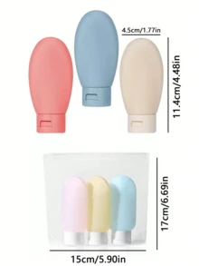 Bộ 3 chai silicon có thể nạp lại để đựng kem/chất lỏng, có ống bóp, chai rỗng di động để đựng dầu gội/sữa tắm, hộp đựng đồ vệ sinh cá nhân khi đi du lịch có nhãn, thích hợp cho phòng tắm tại nhà, trường học, đám cưới, quà tặng sinh nhật và làm quà tặng Giáng sinh cho bạn bè, bạn gái, cha mẹ. - Nhiều màu - Xem 11