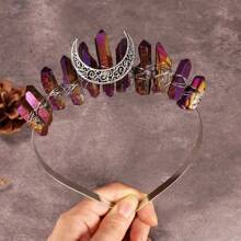 Biżuteria z naturalnym kryształem i koroną dla kobiet, odpowiednia na każdą porę roku, opaska na głowę, obręcz do włosów - kształt - Zobacz 2