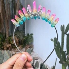 Biżuteria z naturalnym kryształem i koroną dla kobiet, odpowiednia na każdą porę roku, opaska na głowę, obręcz do włosów - kształt - Zobacz 6