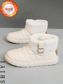 Witte casual schoenen voor dames, sportschoenen, nieuw item voor de winter van 2024 met extra fleece-isolatie, dikke buitenzool met verhoogde hoogte, modieuze en veelzijdige vakantiestijl, studentenschoenen voor buitenwandelen en skateboarden, platte dikke sneakers, sneeuwlaarzen, damesschoenen