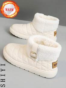 Witte casual schoenen voor dames, sportschoenen, nieuw item voor de winter van 2024 met extra fleece-isolatie, dikke buitenzool met verhoogde hoogte, modieuze en veelzijdige vakantiestijl, studentenschoenen voor buitenwandelen en skateboarden, platte dikke sneakers, sneeuwlaarzen, damesschoenen