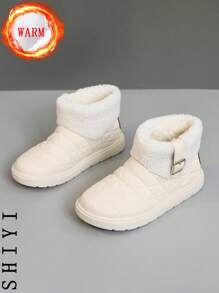 Witte casual schoenen voor dames, sportschoenen, nieuw item voor de winter van 2024 met extra fleece-isolatie, dikke buitenzool met verhoogde hoogte, modieuze en veelzijdige vakantiestijl, studentenschoenen voor buitenwandelen en skateboarden, platte dikke sneakers, sneeuwlaarzen, damesschoenen