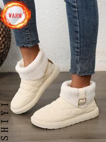 Witte casual schoenen voor dames, sportschoenen, nieuw item voor de winter van 2024 met extra fleece-isolatie, dikke buitenzool met verhoogde hoogte, modieuze en veelzijdige vakantiestijl, studentenschoenen voor buitenwandelen en skateboarden, platte dikke sneakers, sneeuwlaarzen, damesschoenen