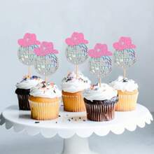 12 pezzi di decori per cupcake a forma di cappello da cowboy a palla da discoteca scintillante, decorazioni in carta per cupcake a tema disco degli anni '70, decorazioni per torta di compleanno con tema da cowgirl e palla da discoteca, adatti anche per Natale - Multicolore - Visualizzare 13