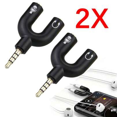 Adaptador Divisor de Fone de Ouvido 3,5 mm Macho para 2 Portas 3,5 mm Fêmea U Jack Adaptador Divisor de Fone de Ouvido Conector Compatível com Fone de Ouvido, Fone de Ouvido com Fio, Fone de Ouvido, Microfone Adaptador Divisor de Fone de Ouvido U 3,5 mm