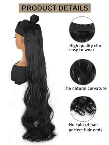 Tóc đuôi ngựa dài 32"40" uốn xoăn cho nữ - Tóc giả 5 kẹp đa năng cho tiệc tùng, cosplay và mọi dịp - Nhiều màu - Xem 4