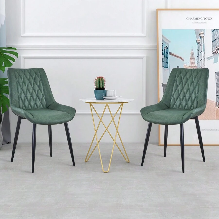 CLIPOP Faux Leather Dining Chairs Set Of 2 Occasional Reception Chairs