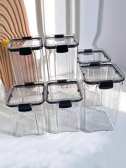 1只帶蓋食品儲存容器，密封保鮮瓶，食品儲存盒，適用於餐具室整理和儲存，儲存麵包、米飯、意大利麵、麵粉和糖等食品，家庭廚房用品