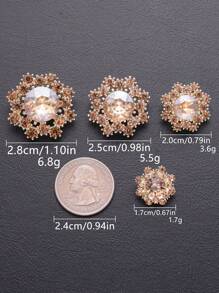 4 peças/pacote Botões de Metal Flor Oco de Luxo com Strass, Multi-cor, Multi-tamanho, DIY para Casaco, Camisa, Cardigã, Vestido, Jaqueta, Moda Vestuário e Acessórios Decoração