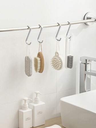 6 buc/4 buc/2 buc 304 Suport de cârlige suspendate în formă de S dublu din oțel inoxidabil, Suport de depozitare pentru dulap din metal rezistent, fără găurire, Cârlige pentru dulap din oțel inoxidabil, Cârlige minimaliste pentru ușă/sertar de dulap fără găurire, Potrivit pentru casă