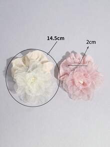 1 dây buộc tóc hoa trà, dây buộc tóc đuôi ngựa bằng vải organza mềm mại, phụ kiện tóc cỡ lớn có phụ kiện trang trí bên hông - Nhiều màu - Xem 9