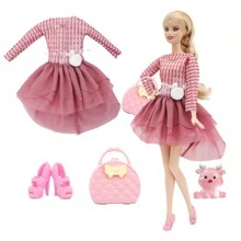 Búp bê thời trang 11,5 inch/30cm, xinh đẹp, dễ thương, năng động, 4 trang phục kèm phụ kiện như giày, chó, hươu, {Không bao gồm búp bê}, Quà tặng ngày lễ - Nhiều màu - Xem 10